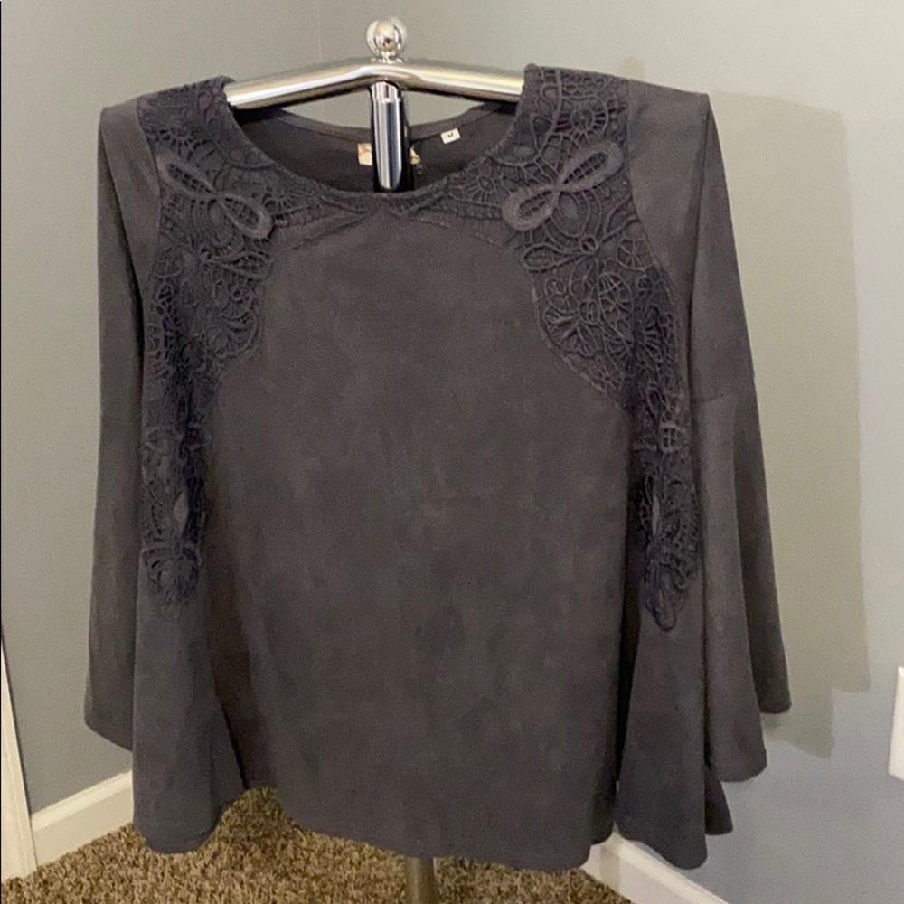 Navy Bell Sleeve Shirt